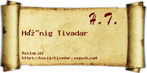 Hönig Tivadar névjegykártya